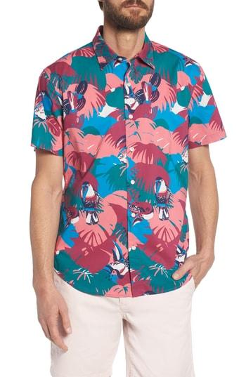 Men's Bonobos Riviera Slim Fit Toucan Print Sport Shirt R - Blue