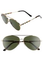 Women's Burberry 57mm Aviator Sunglasses - Gold/ Green