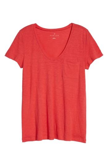 Petite Women's Caslon Rounded V-neck Tee P - Pink