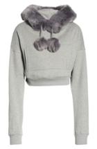 Women's Opening Ceremony Faux Fur Trim Crop Hoodie