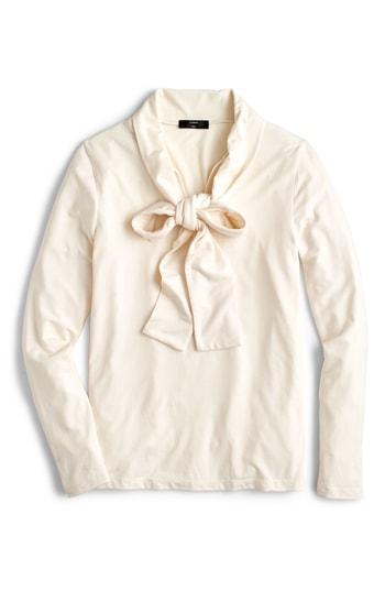 Women's J.crew 365 Stretch Tie Neck Blouse, Size - Ivory