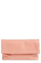 Clare V. Leather Foldover Clutch - Pink