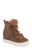 Women's Jslides Whitney Faux Fur Trim High Top Sneaker M - Beige