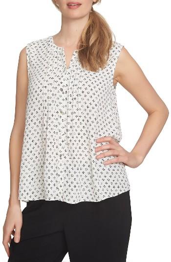 Women's Cece Stencil Foulard Pintuck Blouse - White
