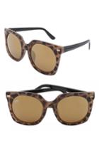 Women's Nem Melrose 55mm Square Sunglasses - Brown Marble W Amber Lens