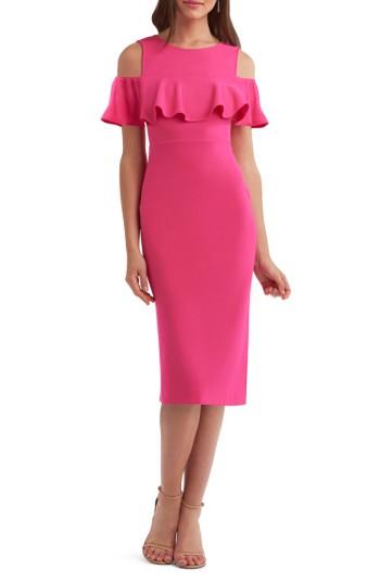 Women's Eci Cold Shoulder Ruffle Sheath Dress