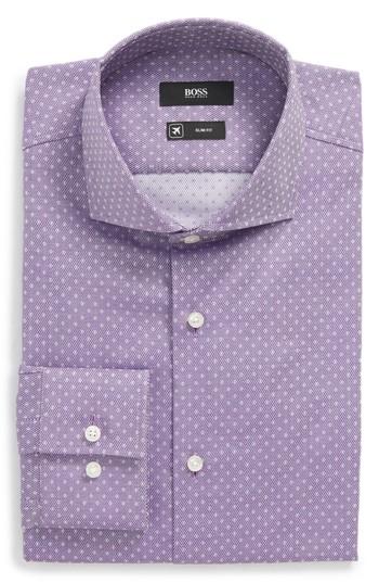 Men's Boss Jason Slim Fit Dot Dress Shirt .5 - Purple