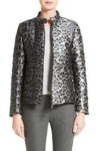 Women's Armani Collezioni Leopard Print Down Puffer Jacket Us / 42 It - Grey