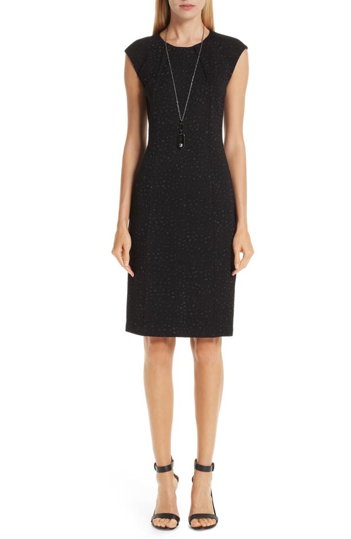 Women's St. John Collection Blister Knit Metallic Jacquard Dress - Black