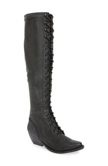 Women's Jeffrey Campbell Erlene Knee High Lace-up Boot .5 M - Black
