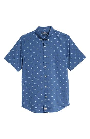 Men's Vineyard Vines Crossed Fish Bones Murray Slim Fit Sport Shirt - Blue