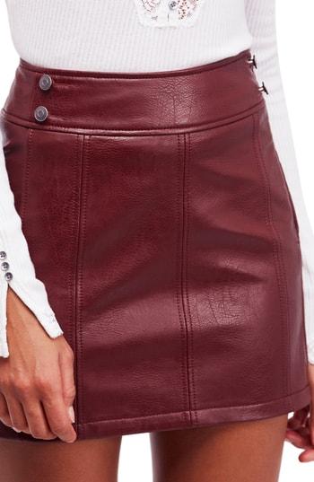 Women's Free People Retro Faux Leather Body-con Miniskirt - Purple