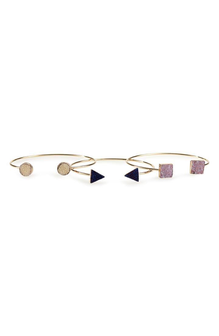 Women's Loren Olivia Set Of 3 Drusy Cuff Bracelets