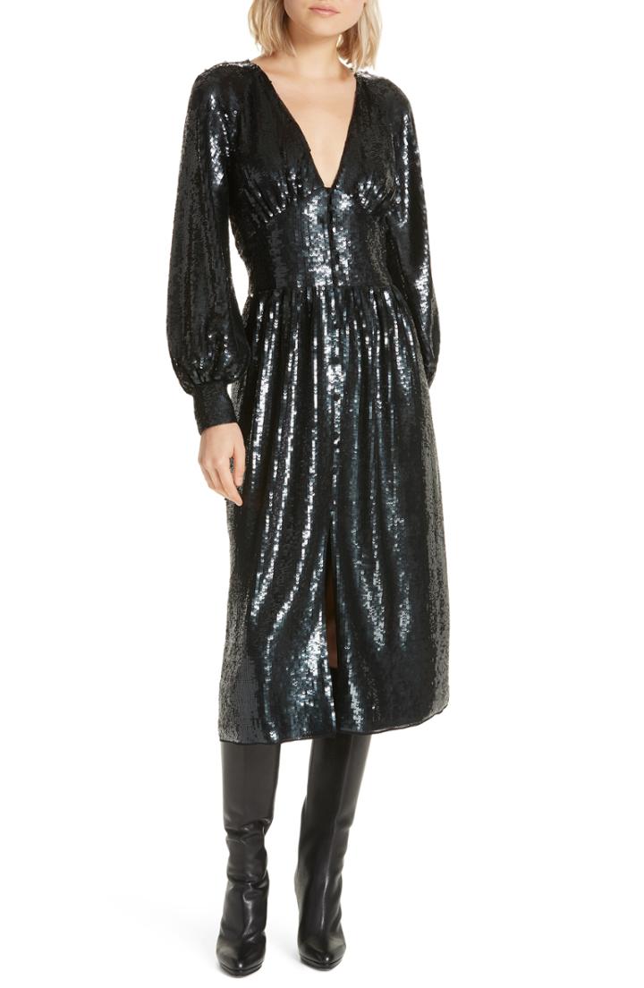 Women's Joie Kyria B Sequin Midi Dress - Black