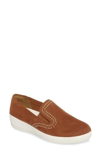Women's Fitflop Superskate Studded Wedge Loafer M - Beige