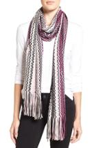 Women's Missoni Knit Zigzag Fringe Scarf, Size - Pink