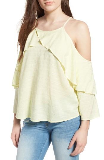 Women's Bp. Ruffle Sleeve Cold Shoulder Top