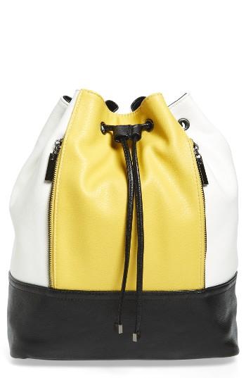 Cesca Kelsie Colorblock Faux Leather Drawstring Backpack -