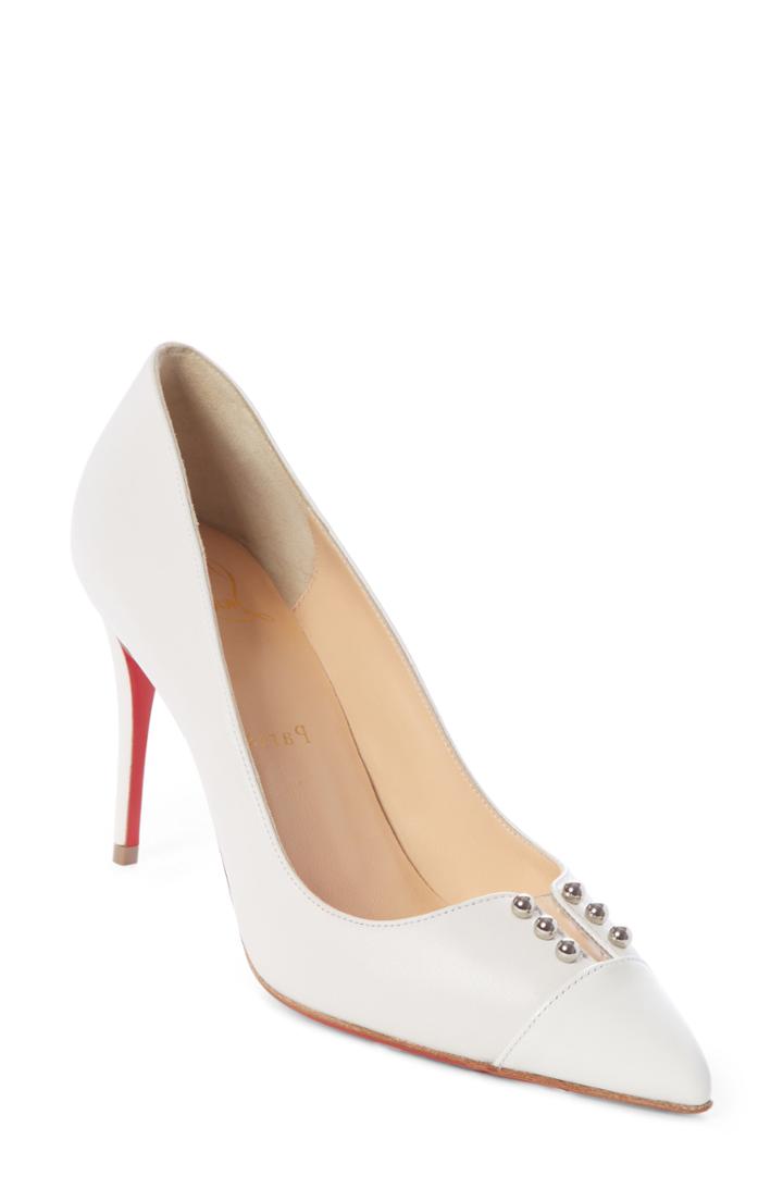 Women's Christian Louboutin Predupump Studded Pump .5us / 35.5eu - White