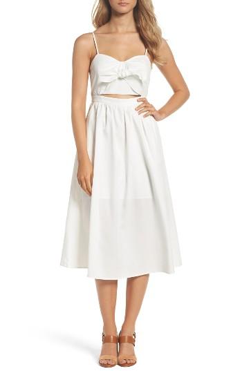 Women's Bardot Tie Front Midi Dress - Ivory
