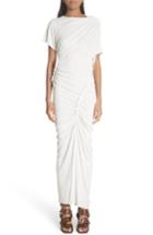 Women's Atlein Asymmetrical Ruched Rib Knit Maxi Dress Us / 34 Fr - White