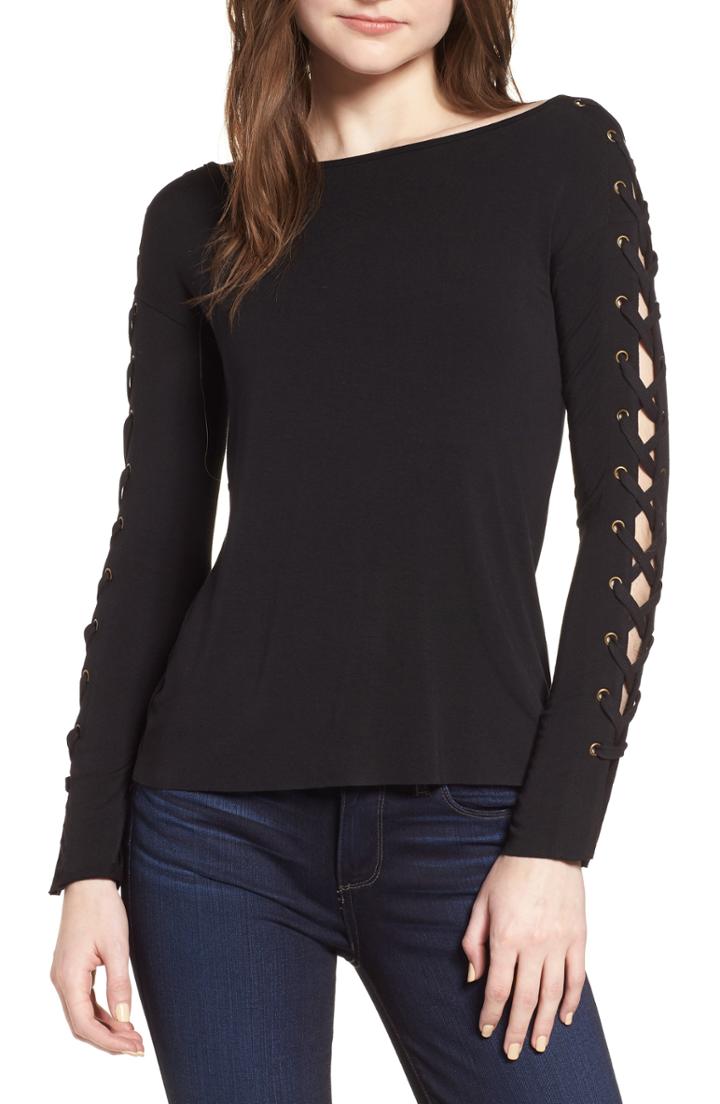 Women's Bailey 44 Date Night Lace-up Sleeve Knit Top