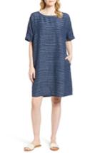Women's Eileen Fisher Stripe Linen Tunic Dress, Size - Blue