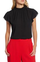 Women's Halogen Smocked Neck Blouse - Black