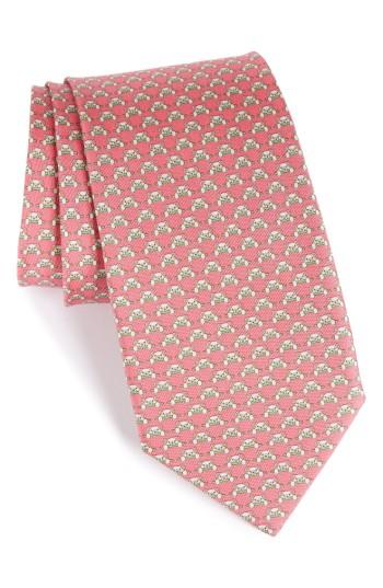 Men's Salvatore Ferragamo Dino Bear Print Silk Tie, Size - Pink
