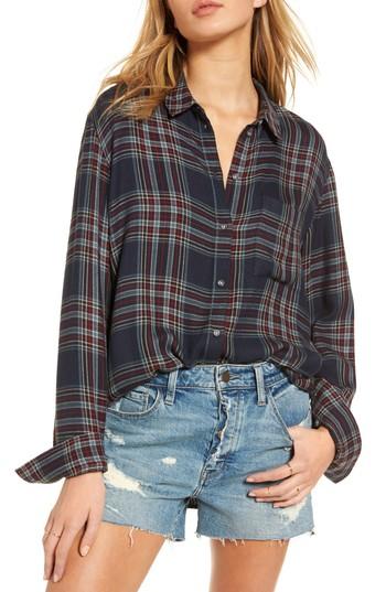 Women's Treasure & Bond Drapey Plaid Shirt - Blue
