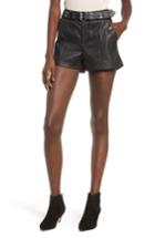 Women's Hudson Jeans Belted Lambskin Leather Shorts