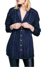 Women's Free People All About The Feels Button Shirt - Blue