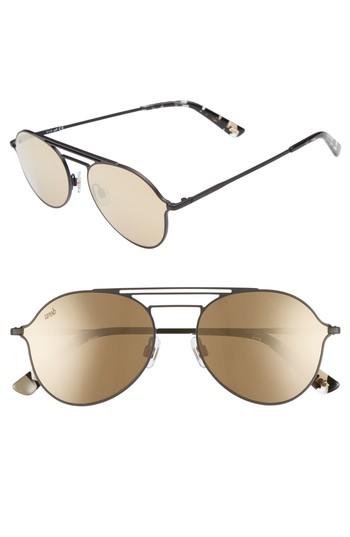 Women's Web 56mm Aviator Sunglasses - Matte Black/ Brown Mirror