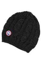 Women's Canada Goose Cable Knit Merino Wool Beanie - Black