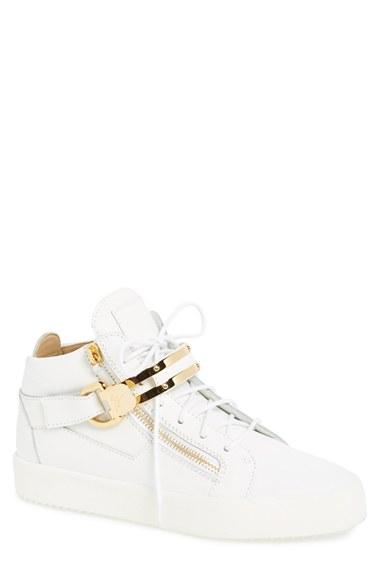 Men's Giuseppe Zanotti Side Zip High Top Sneaker Eu - White