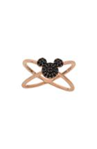 Women's Disney Mickey Mouse Rose Gold & Black Nano Stone Cross Ring