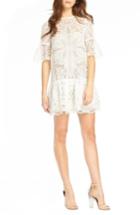 Women's Ml Monique Lhuillier Lace & Ruffle Shift Dress - White