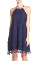 Women's Chelsea28 Floral Lace Trapeze Halter Dress - Blue