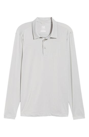 Men's Cutter & Buck Belmont Long Sleeve Solid Polo - Grey