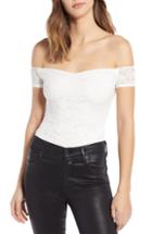 Women's Love, Fire Off The Shoulder Lace Bodysuit - White