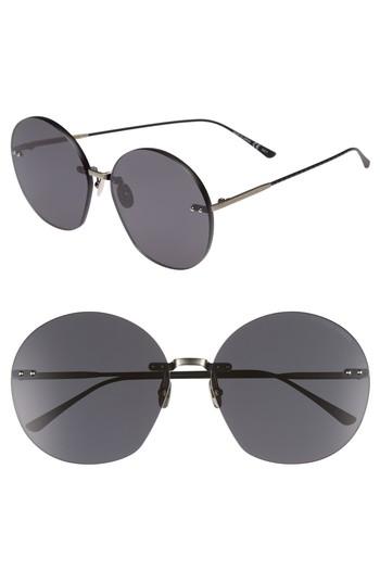 Women's Bottega Veneta 63mm Round Sunglasses - Silver/ Black