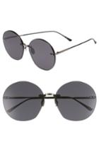 Women's Bottega Veneta 63mm Round Sunglasses - Silver/ Black