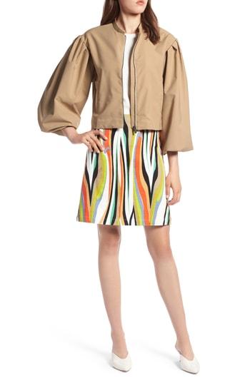 Women's Halogen Blouson Sleeve Jacket - Brown