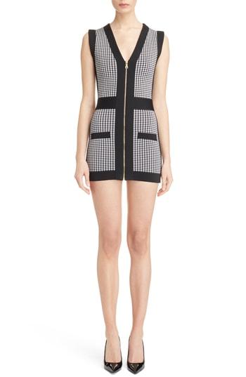 Women's Balmain Micro Vichy Check Knit Minidress Us / 36 Fr - Black