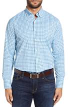 Men's Peter Millar Iberian Classic Fit Plaid Sport Shirt, Size - Blue