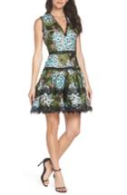 Women's Bronx And Banco Blue Cherry Hydrangea Embroidered Fit & Flare Dress Us / 6 Au - Blue