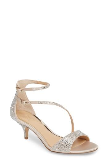 Women's Jewel Badgley Mischka Tangerine Crystal Embellished Sandal .5 M - Metallic