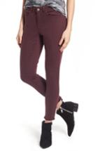 Women's Caslon Frayed Hem Skinny Ankle Jeans - Burgundy