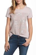 Women's Lucky Brand Print Lace Panel Tee - Pink