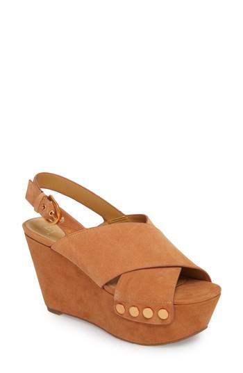 Women's Marc Fisher D Barlow Wedge Sandal, Size 5 M - Brown